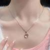 Chalcedony Round Pendant Necklace 1Pcs Fashion Hypoallergenic Short Clavicle Chain for Women Daily Wear Birthday Gift
