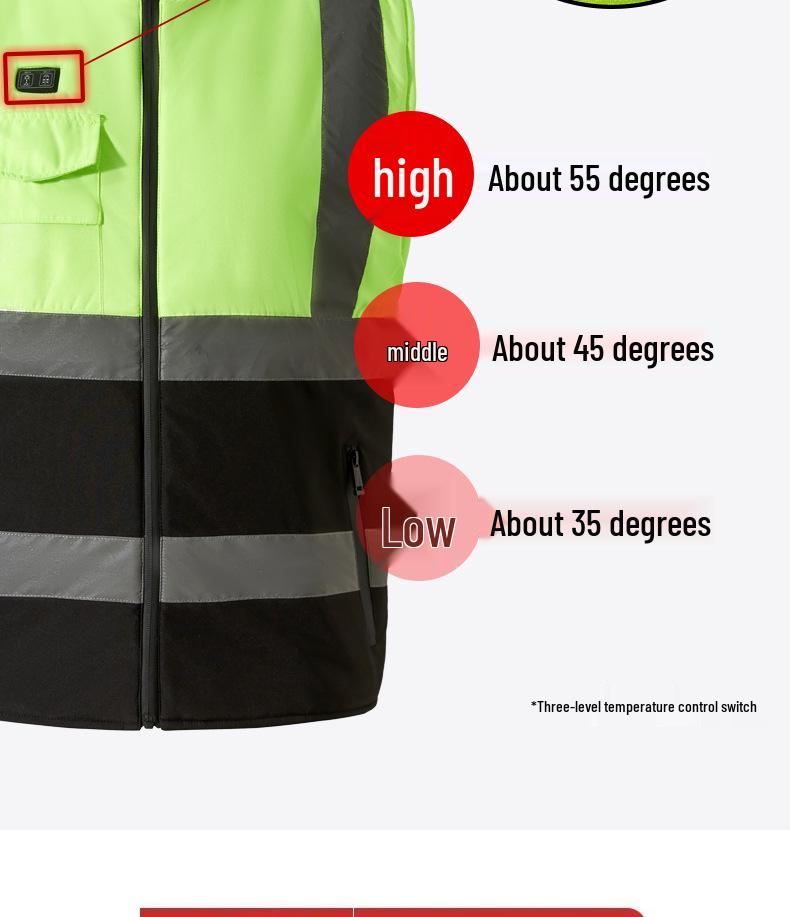Smart Heated Reflective Vest for Outdoor Winter Warmth and Cold Protection