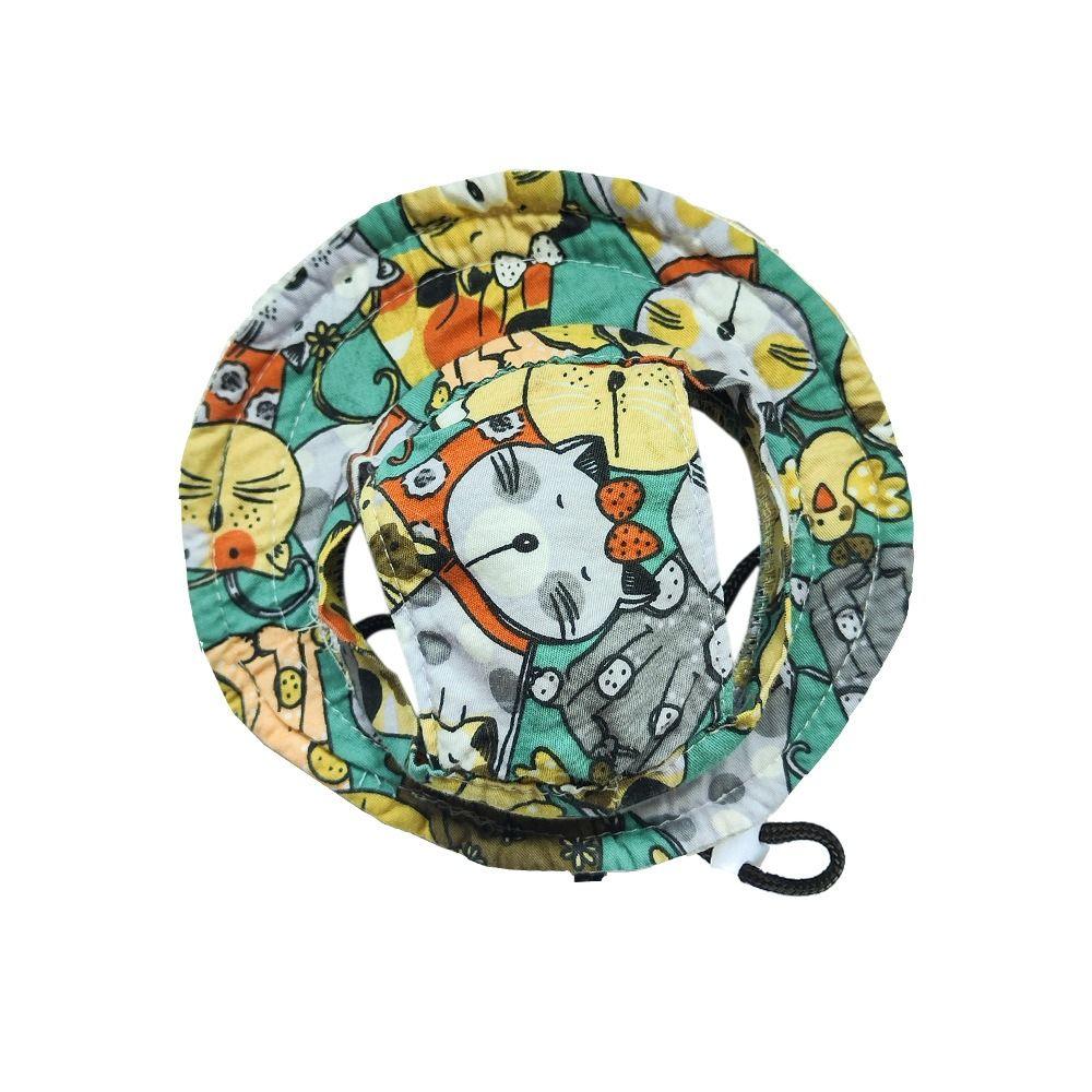 Cartoon Dog Fisherman Hat Adjustable Sun Protection Dog Sunshade Hats with Ear Holes Breathable Cat Sunscreen Hat Summer