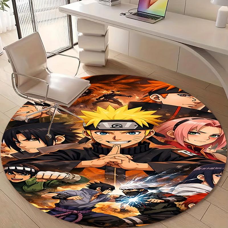 1pc Naruto Print Round Carpet Chair Round Carpet Suitable for Bedroom Living Room Home Decorative Carpet