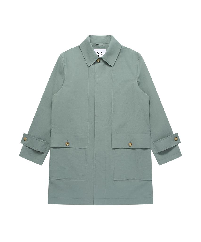 Solew Linen Mac Trench Coat_Grayish Blue