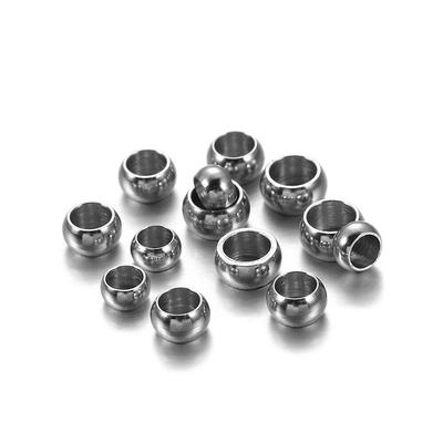 100/120Pcs Stainless Steel Big Hole Round Spacer Beads Loose Beads For Diy Jewelry Making Finding Supplies Accessories Bracelet