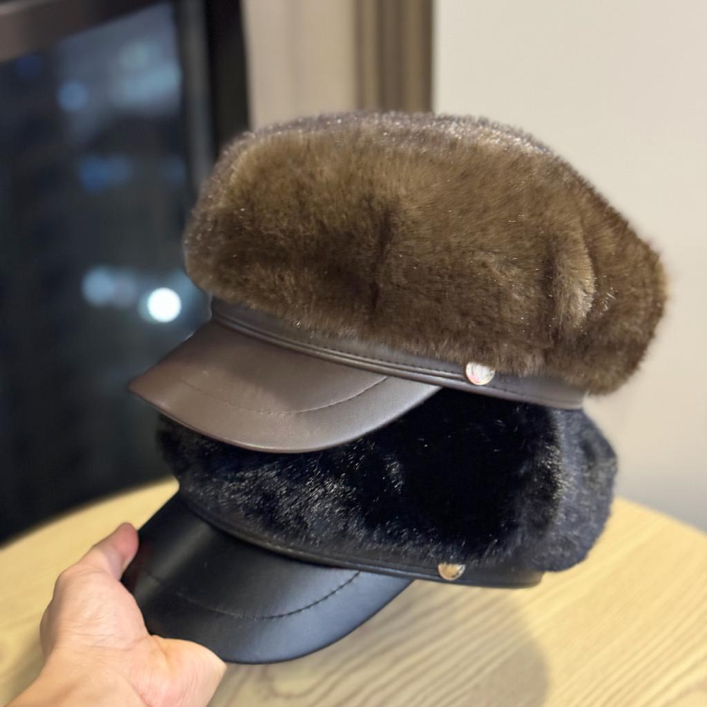 Brim Beret Women's Autumn and Winter Fashionable and Versatile Octagonal Newsboy Hat with A Small Temperament