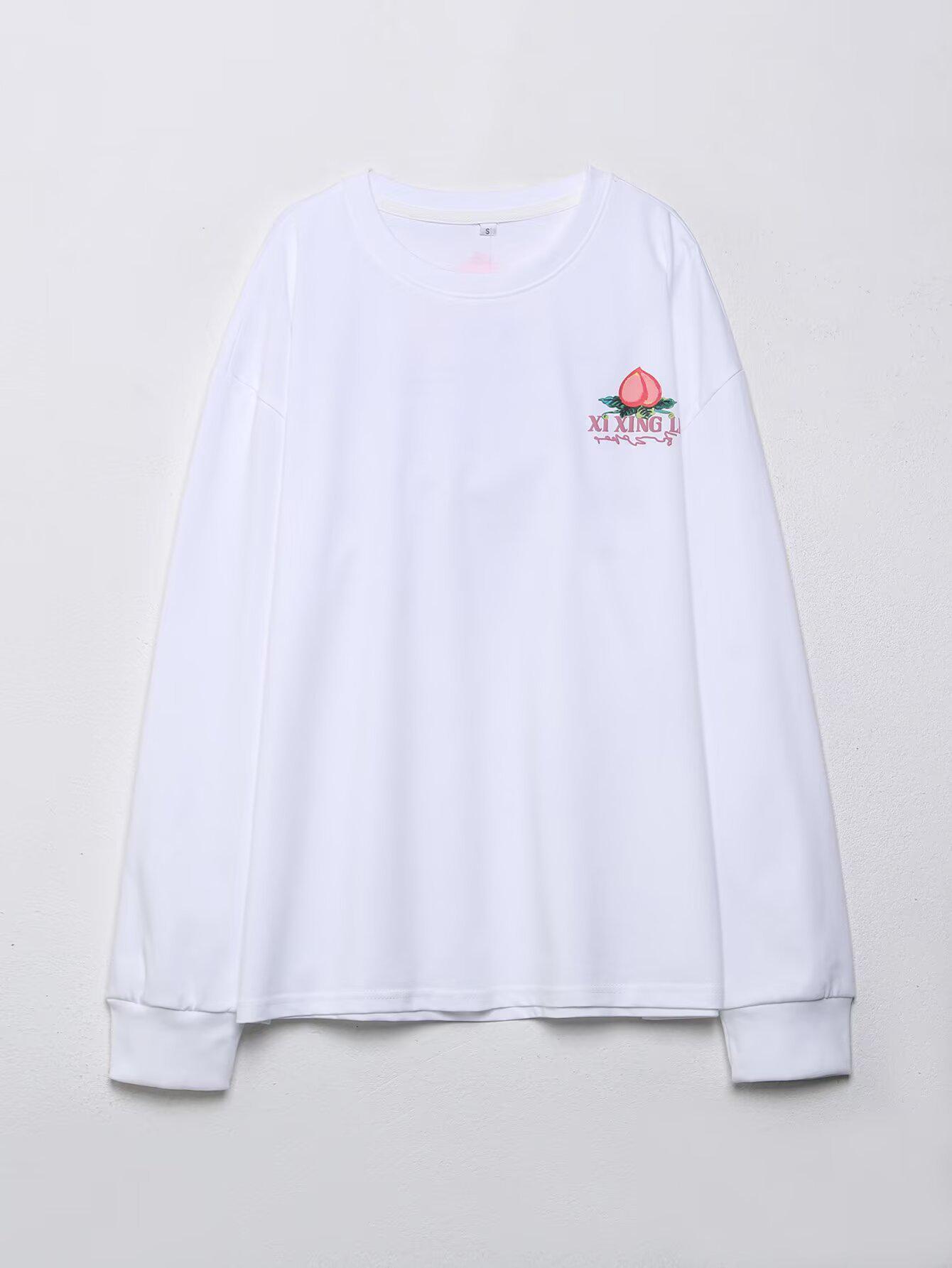 Autumn 2025 Women s Round Neck Printed T-shirt: European & American Street Fashion Large белый
