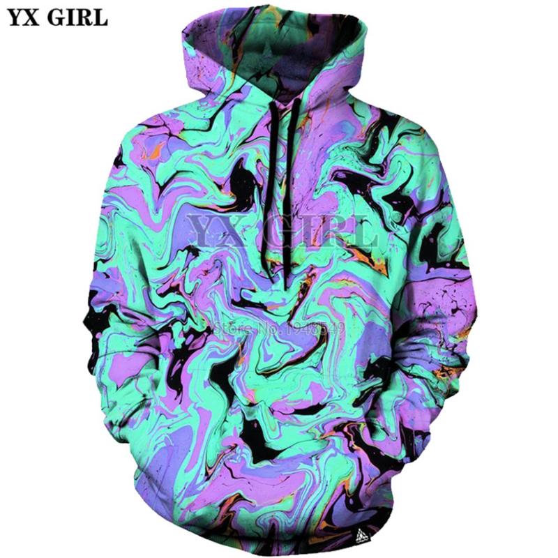 

YX GIRL Прямая поставка Мужская Женская уличная модная толстовка с капюшоном Neon Trip 3D Printed Casual Hoodie sudadera hombre