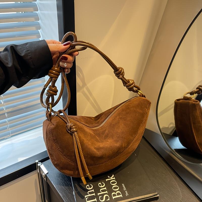 Women'S Retro Underarm Dinner Satchel Plush Frosted Casual Crossbody Bag Creative Shoulder Dumpling Bag Adjustable Shoulder Strap Waterproof Handbag