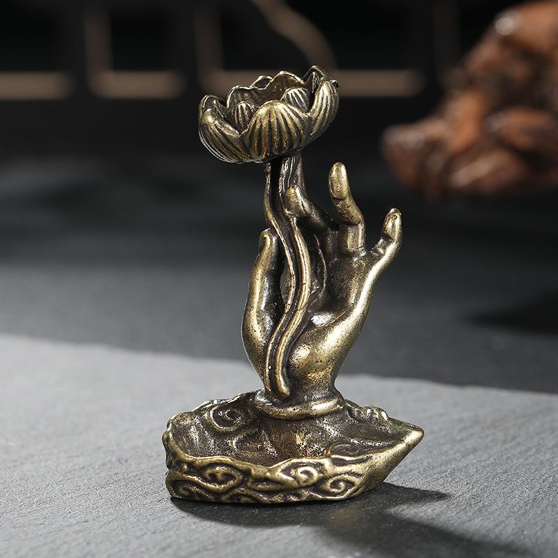 

Керамическая фиолетовая песчаная курильница с обратным потоком, дзен-лотос, буддийская ручная курильница, держатель для благовоний, креативный домашний декор