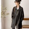 Women's Mid-Length Trench Coat, Spring/Autumn, Korean Style, Loose Fit, Solid Color, Versatile Outerwear, Trendy and Simple Design.