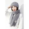 Women's Korean Style Knit Beanie and Scarf Set - Warm, Versatile, Solid Color