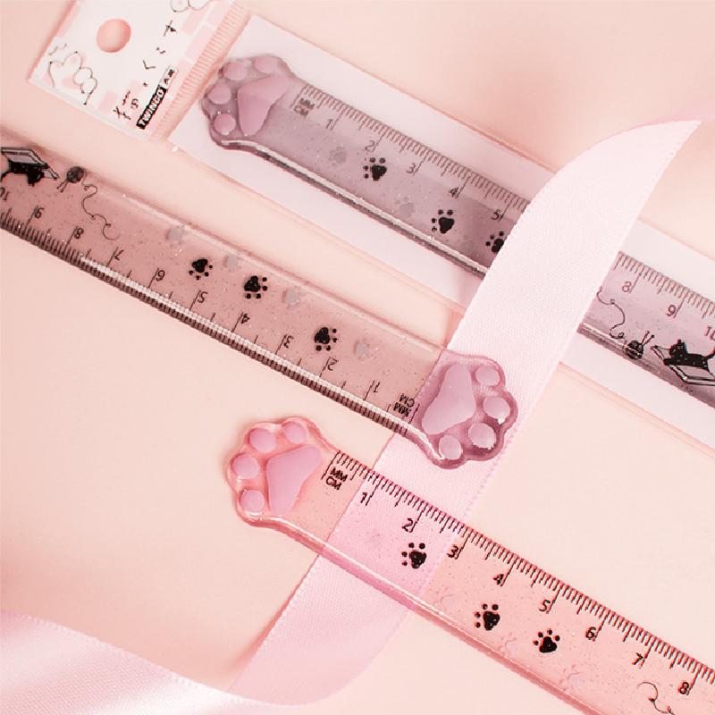 1PC Simpatico Righello Dritto in Plastica a Forma di Zampa di Gatto Kawaii Materiale Scolastico e da Ufficio Accessori per Planner Premio Studente
