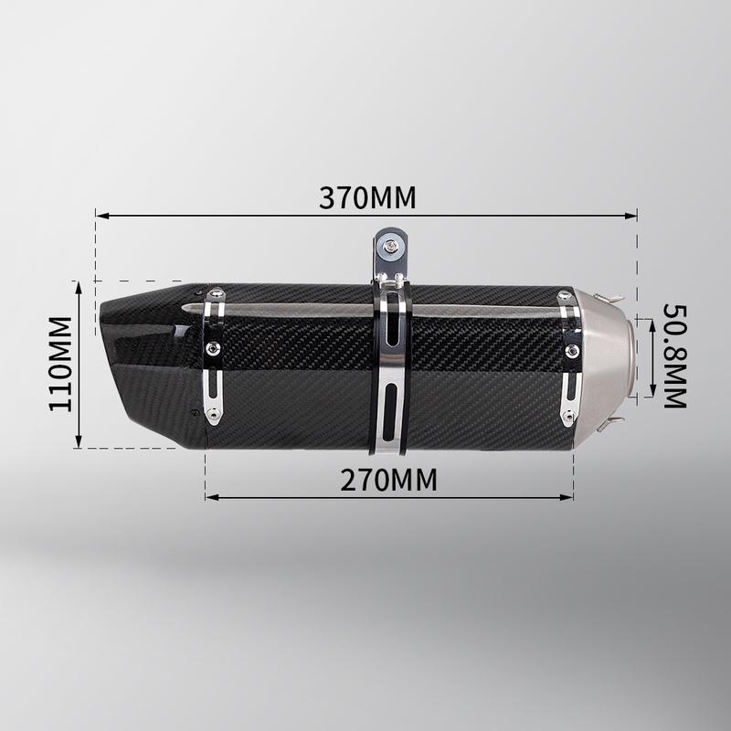 51MM Motorcycle Exhaust Carbon Muffler Universal Modified Scooter Tail Pipe for Gsxr150 Cbr150r Z400 R15 Z250 Mt15 250sr 370mm