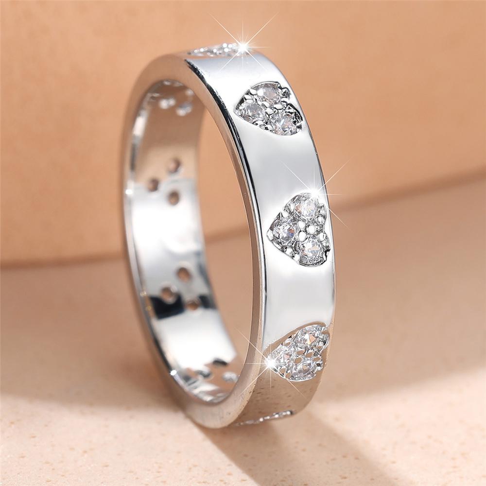 

Trendy White Zircon Stone Love Heart Vintage Silver Color Wedding Bands Engagement Rings For Women Men Minimalist Jewelry 10