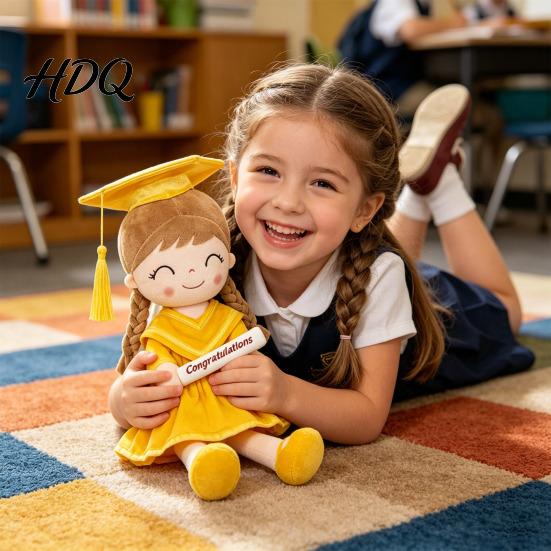 Plush Doll 16" Graduation Girl Doll Toy with Cap And Gown Kindergarten Kids Elementary Gifts for Ages 2-8 Toddlers Soft Keepsake