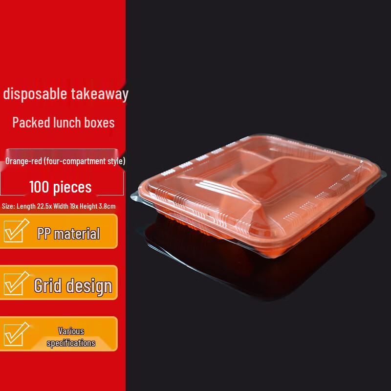 Homeglen Einweg-Rechteckige Lunchboxen mit Fächern und Deckeln