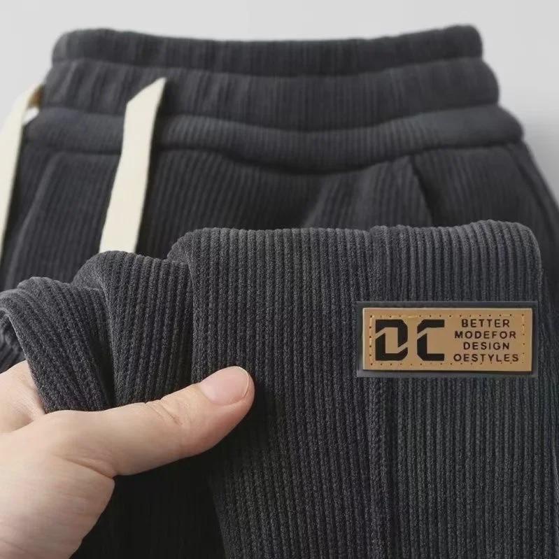 Men’s Corduroy Zipper Sweatpants: Autumn/Winter Trend, Plus Velvet, Korean Style.