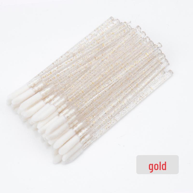 50-Pack Disposable Lip Brushes - Straight & Slanted Head Crystal Rods for Gloss and Lipstick Application