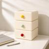 3 Pieces Desktop Storage Box with Drawer | Smooth Glossy Surface, Single Pull Knob, Desk Organizer