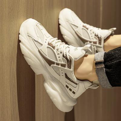 Frühling neue Mesh atmungsaktive Popcornsohle Herren Lauf-Sportschuhe Mode lässige Plateau Dad Schuhe Herrenschuhe