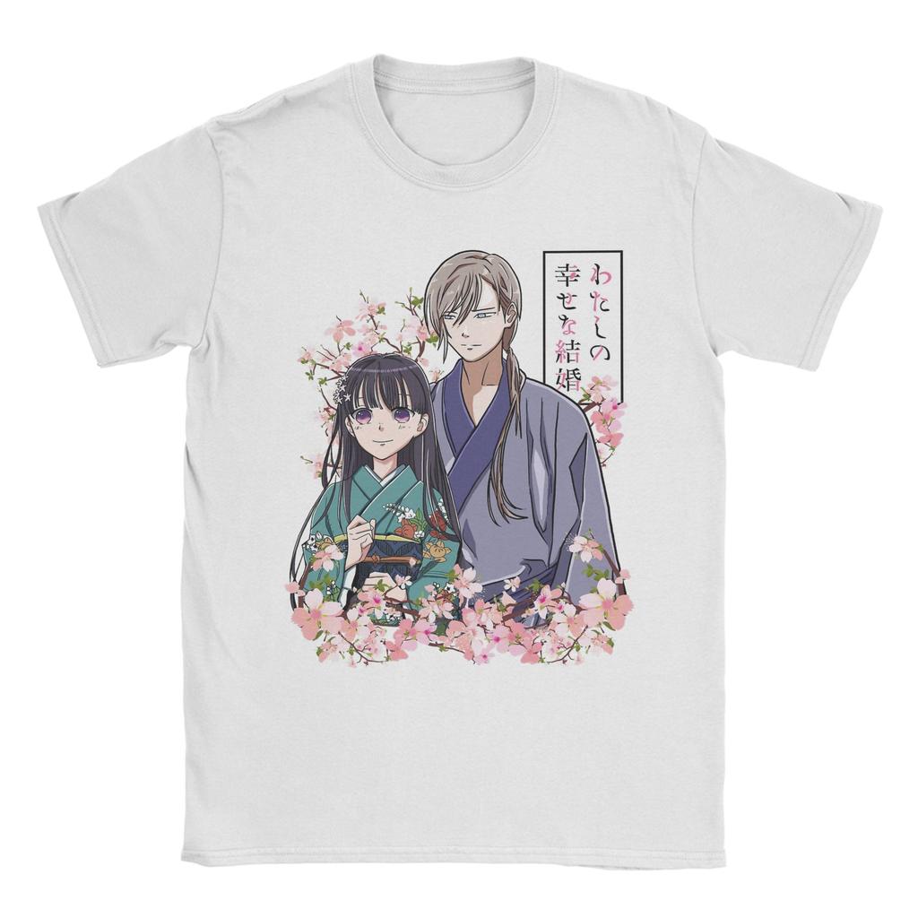 My Happy Marriage Anime Men T Shirts  Funny Tee Shirt Short Sleeve Round Collar T-Shirts Pure Cotton Adult Clothing