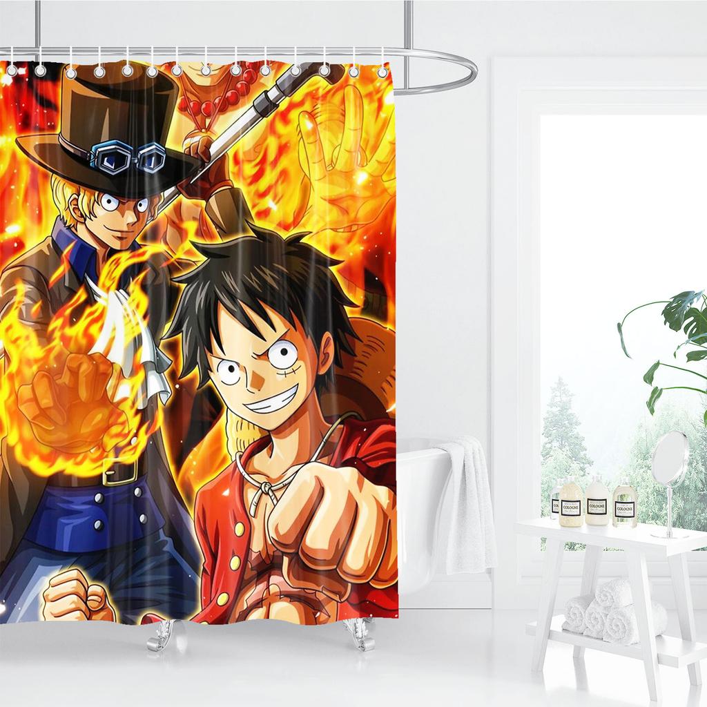 One Piece Anime Shower Curtain, Bathroom Accessories, Decor Curtains For Living Room, Cute And Funny  Christmas Gifts