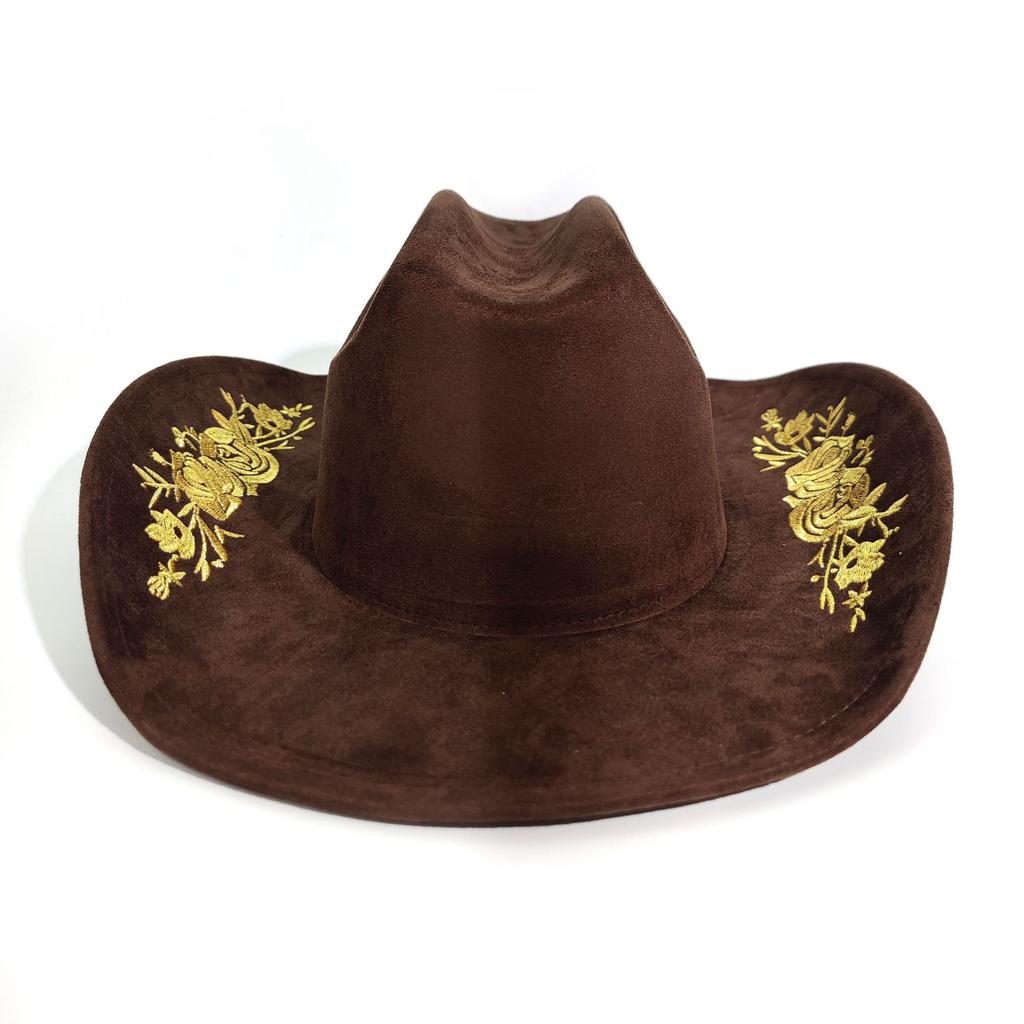 Western Denim Hat Powder Exquisite Three-Dimensional Embroidered Top Hat Versatile Outdoor Travel Jazz Hat
