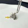 Unique Prayer Hands Skeleton Crucifix Necklace/Pendant Stylish Jewelry for Rock Enthusiasts and Religious Believers