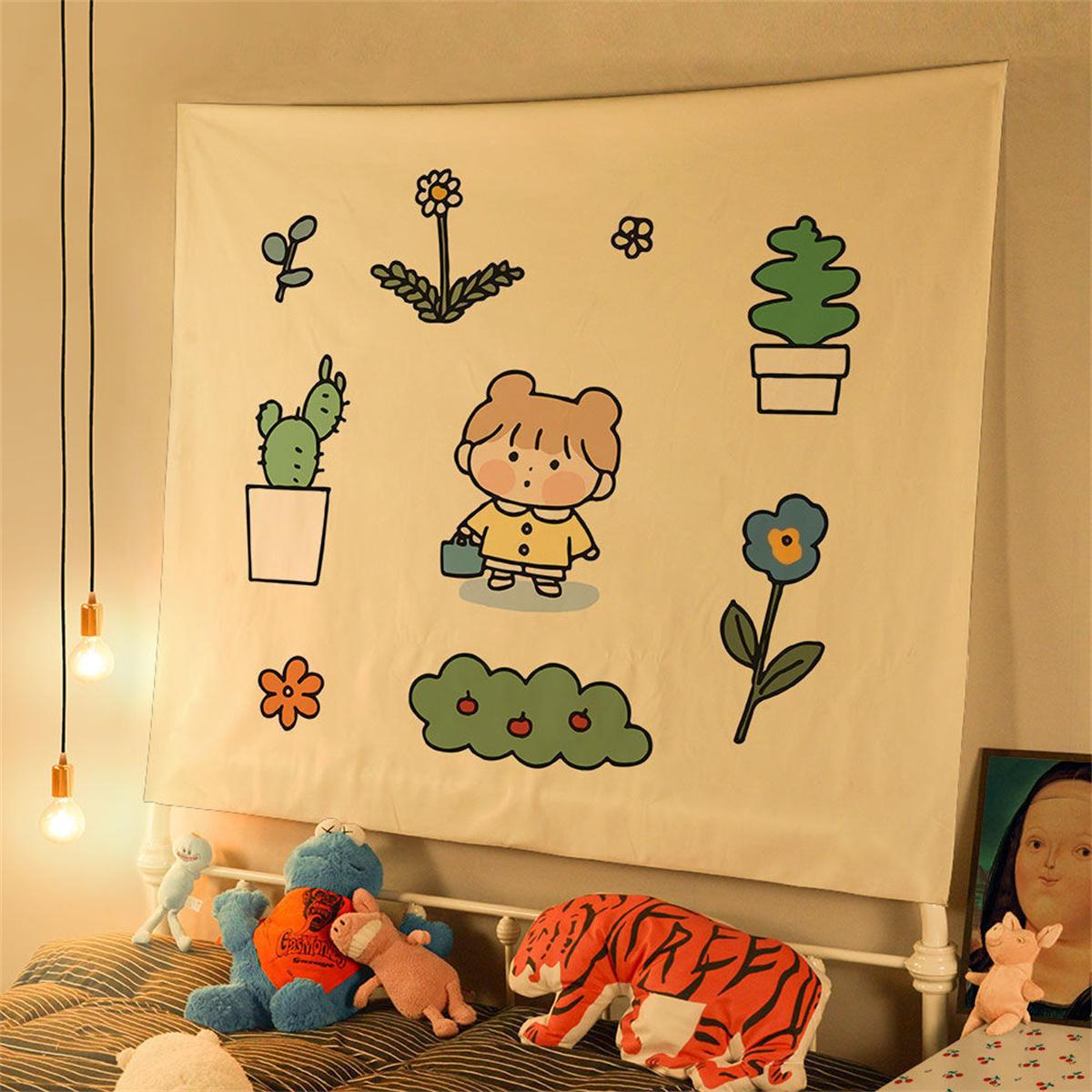 Cozy Sleepy Girl Pets Tapestry Cute Kawaii Bedroom Wall Decor for Dorm Kids Room Aesthetic 74x94cm(29x37in)