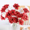 3 Huvuden Fulla Blommor Konstgjord Rosblomma Realistisk Beröring Falsk Sidenrosbukett 25" Lång Stjälk Falska Rosblommor för Hem Kök Fest Bröllopsdekoration