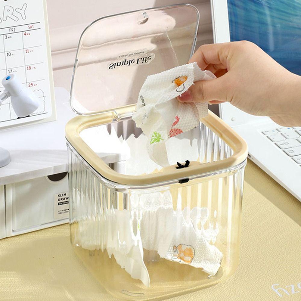 Acrylic Transparent Storage Box With Lid Pop-up Storage Box Mini Mini Trash Can  Workstation