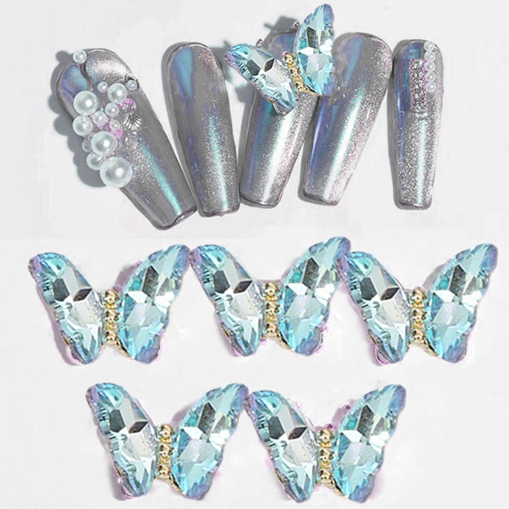1Bag Butterfly Nail Rhinestones 3D Nail Charms Fashionable Nail Craft Accessories Embellishment for DIY Decoration