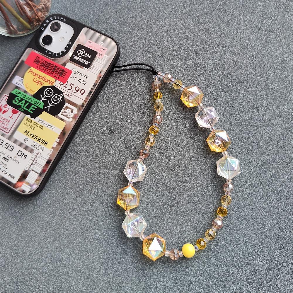 Crystal Phone Wrist Strap 30cm+5cm Detachable Anti Theft Phone Strap Chain Keychain Beaded Lanyard