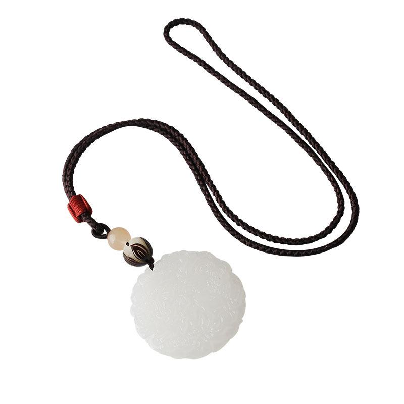 Ethnic Style Necklace Jade Buddha Brand Dragon and Phoenix Brand Pixiu Pendant Sweater Chain Long Versatile Simple Pendant Accessories Women