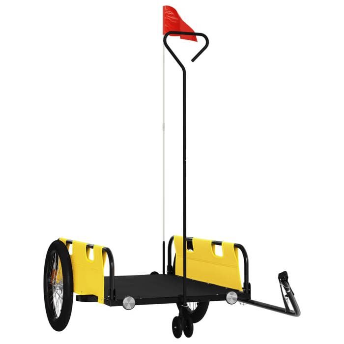 VidaXL Remorque de vélo jaune et noir tissu oxford et fer 94197