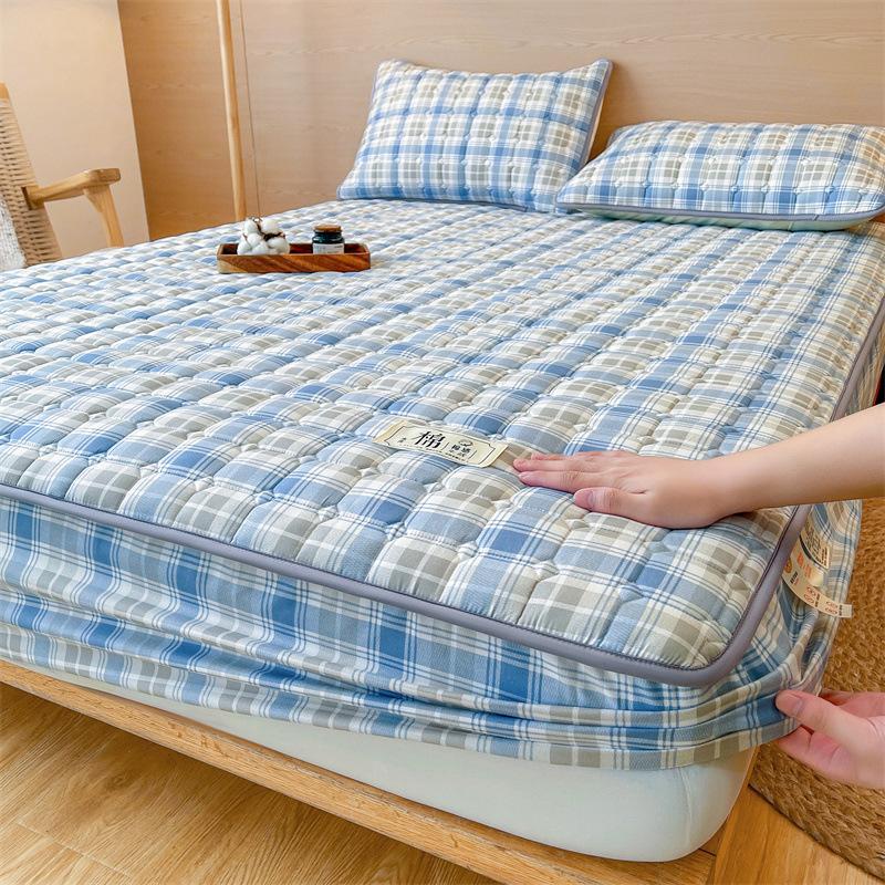 Unprinted Cotton Mattress Three-piece Set of Padded Cotton Thickened All-inclusive Simmons Mattress Protective Cover Non-slip