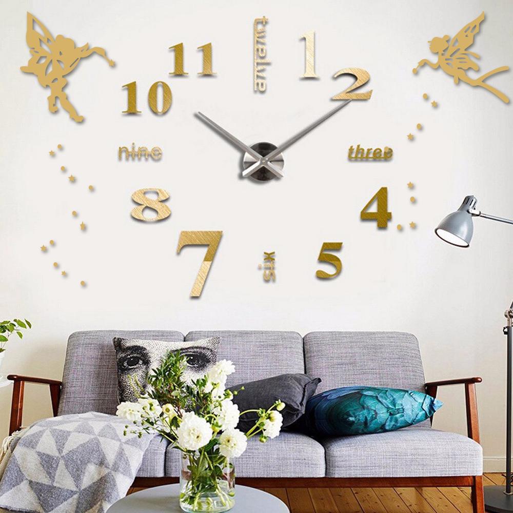 Digital Wall Clock Quartz Silent 3D DIY Large Decorative Clock Acrylic Mirror Wall Stickers for Living Room Decor