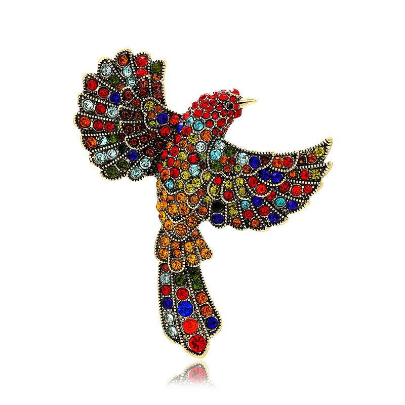 Retro Bird, Hummingbird, Large Animal Style Exaggerated Female Accessories Brooch