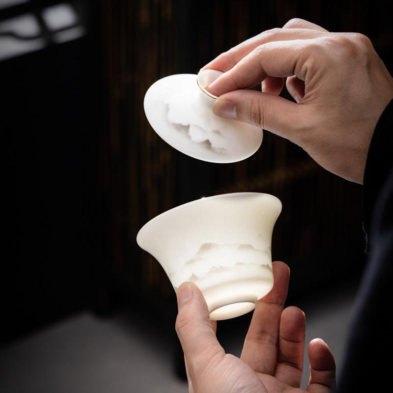 Suet Jade Porcelain Portable Travel Tea Set China White Gift Business Company Gift Set