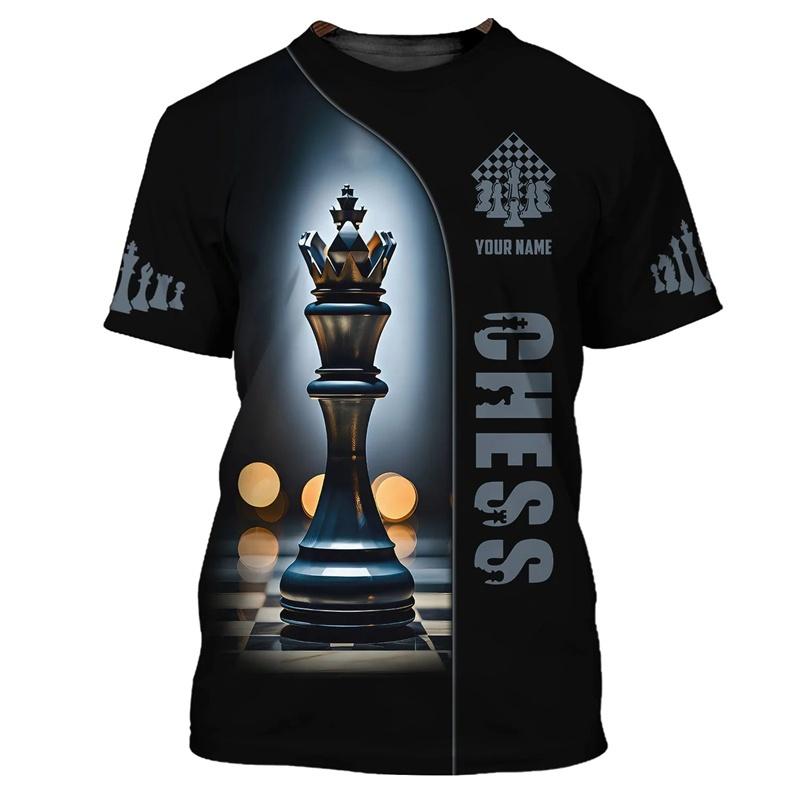 Cool Chess Pattern T Shirt For Men Customized 3D Printed T-Shirts Summer Fashion Round Neck Street Oversized Short Sleeve Tees