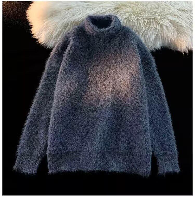 

Trendy Unisex High Collar Sweater: Casual Hong Kong Style Knit for Teens and Students. L серый