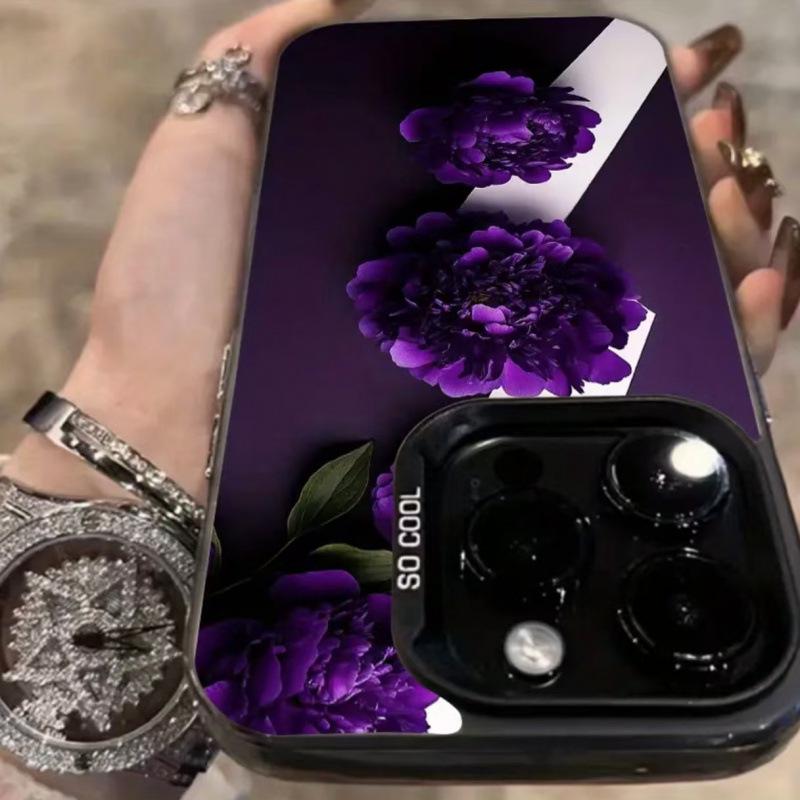 Elegant Purple Rose Phone Case for Apple 11/12/13/14/15/16 Pro/Pro Max/X