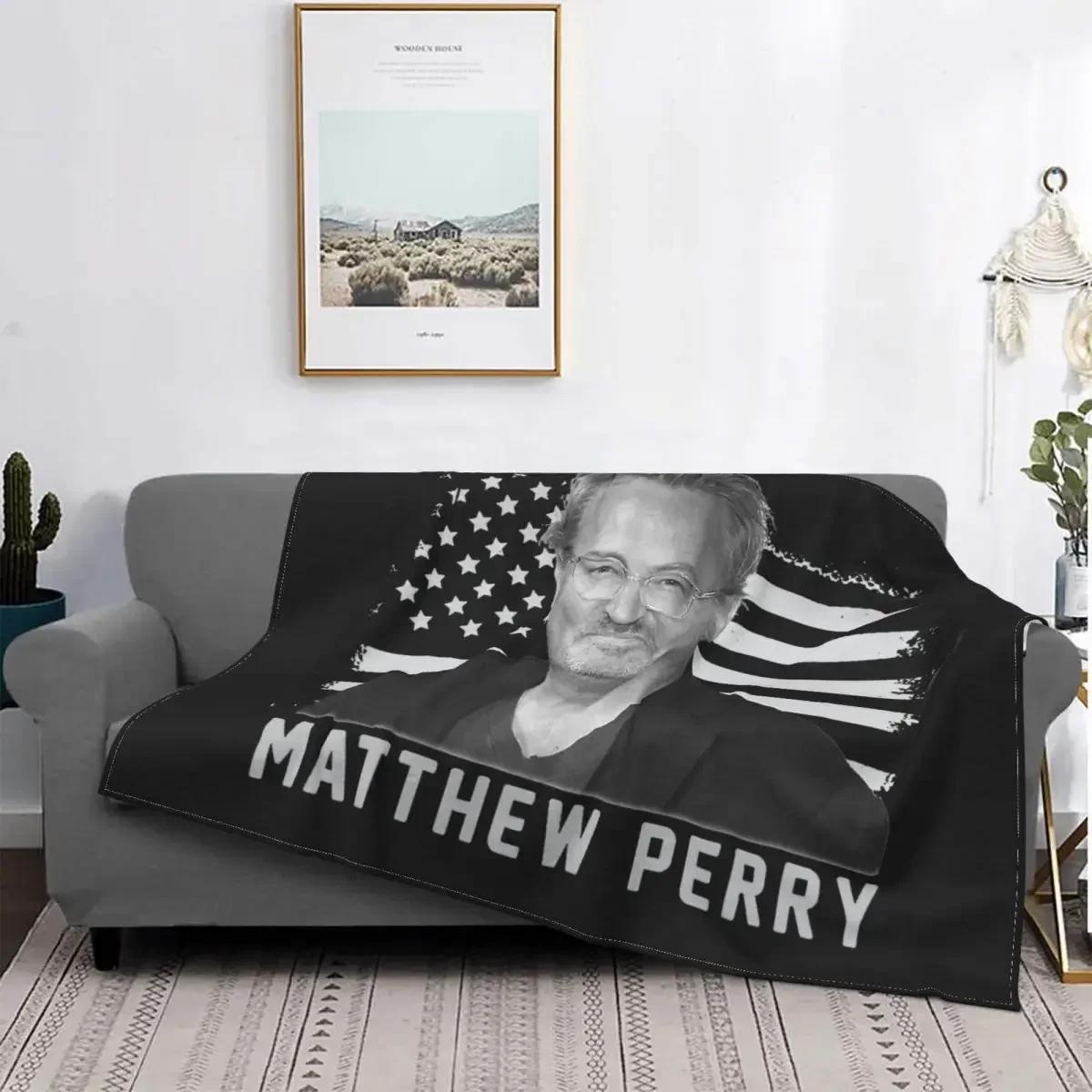 Matthew Perry Flag Flannel Blanket Awesome Throw Blankets for Bed Sofa Couch 150*125cm 75X95CM