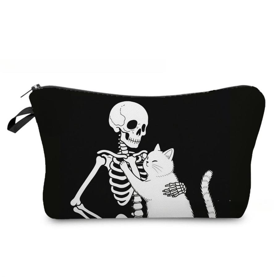 Women Skull Print Cosmetic Bag Toiletries Organize Travel Storage Case 6867 KTB