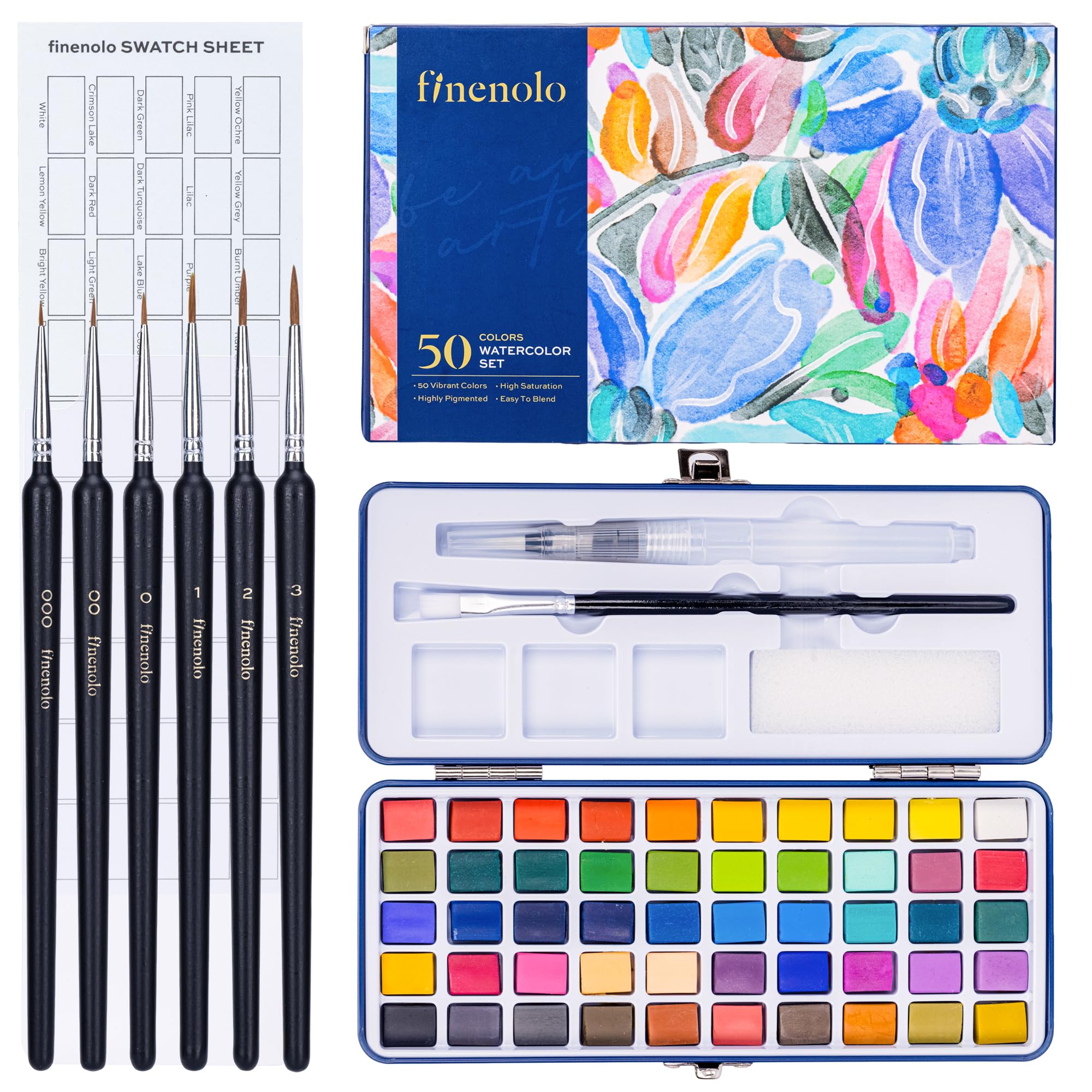 

Finenolo Solid Watercolor Paint Transparent Watercolor Paints for Beginners to and Perfect Gift for Students and Includes 6 Water Brushes and Fine