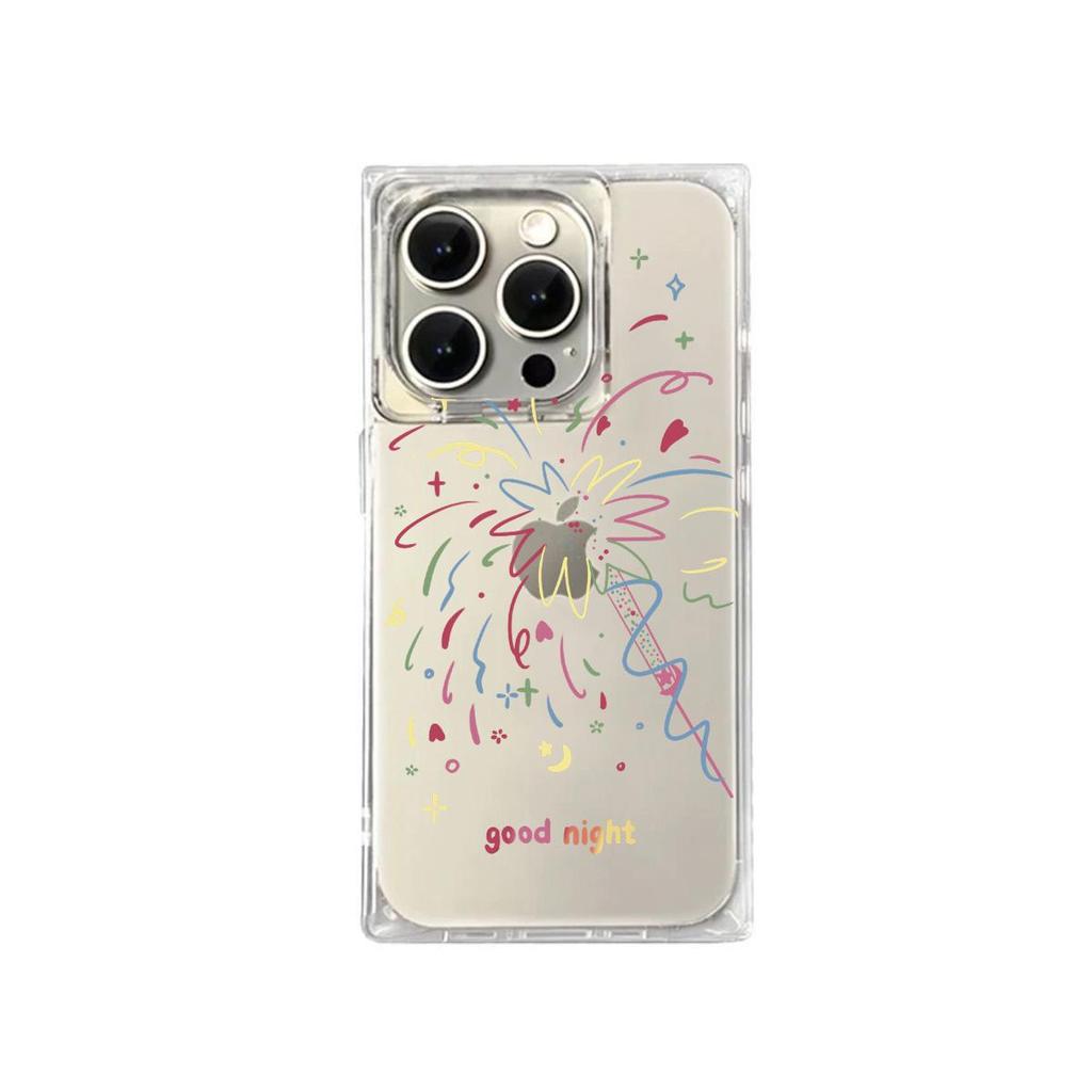 Transparent Square Back Tube Case Casing Protection For iPhone 12 15 Plus 11 14 Pro Max 16 ProMax 13 Anti-Oxygen,Colorful Ribbons Dancing Pattern
