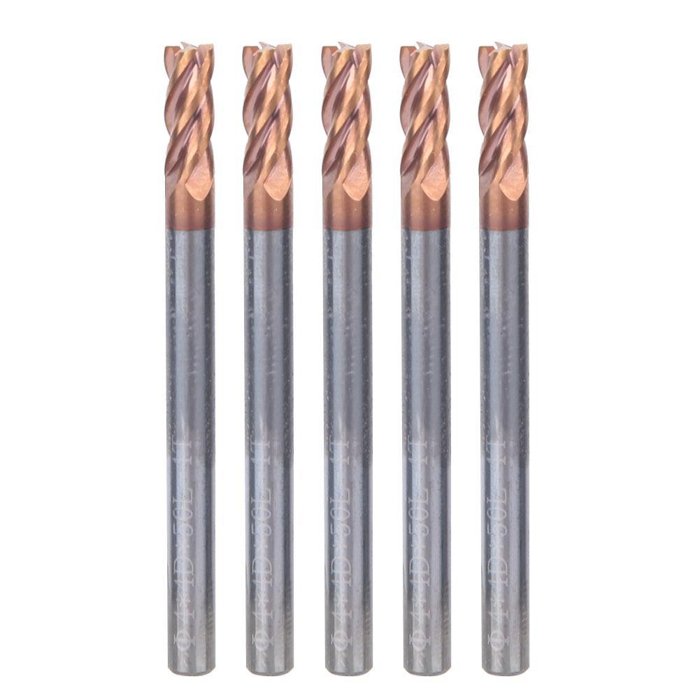 4mm 4 Flutes Nano Coating Spiral End Mill Tungsten Steel CNC Milling Cutter Bit (5pcs)