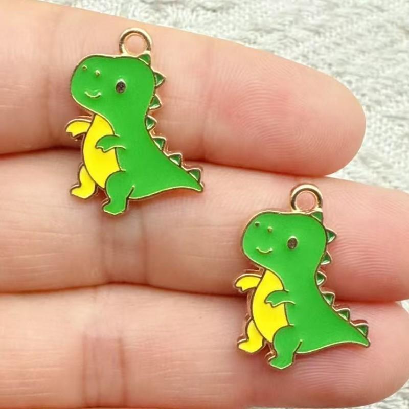 10Pcs Enamel Cartoon Dinosaur Pattern Design Charms Alloy Metal Pendants For Diy Jewelry Making Accessories