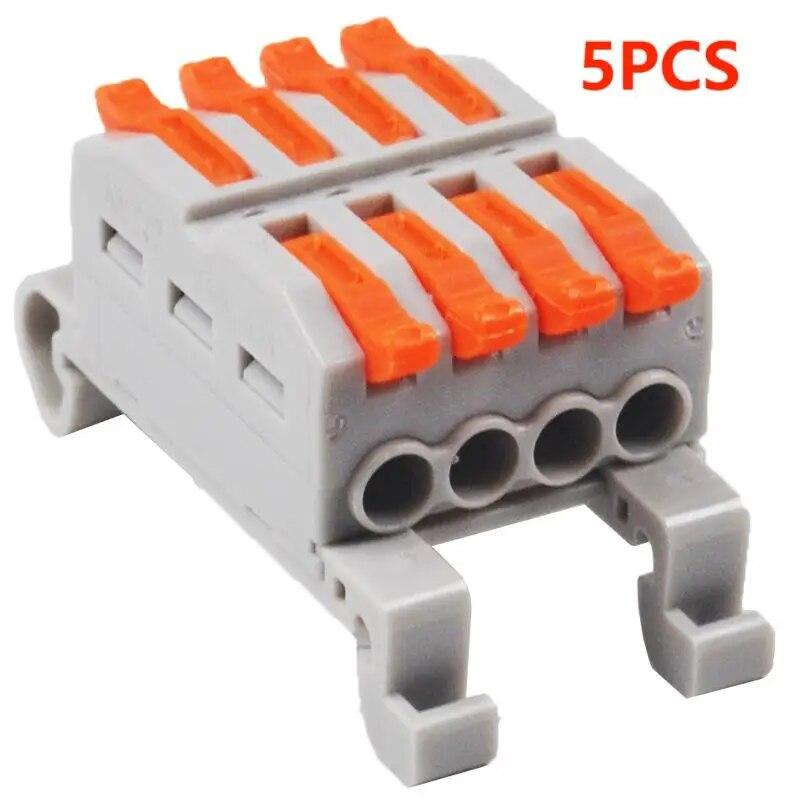 5pcs Rail Type Conjoined Quick Terminal Block Miniature Mini Terminal Block 2 Hole 3 Hole 4 Hole Quick Docking Terminal