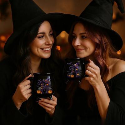 12oz Hexenkessel Tasse Personalisierte Halloween Kaffeetasse Keramik Hexen Gebräu Teetasse Halloween Geburtstagsgeschenk für Frauen Beste Freundinnen Familie