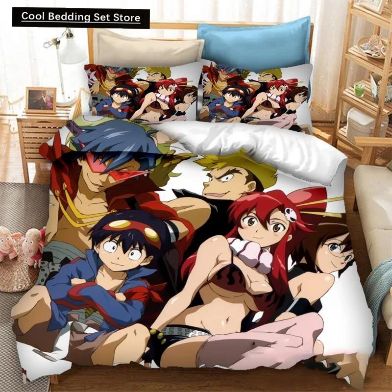 3D Printed Anime Tengen Toppa Gurren Lagann Duvet Cover Bedding Set Double Twin Full Queen King Adult Kid Bedclothes Quilt Cover