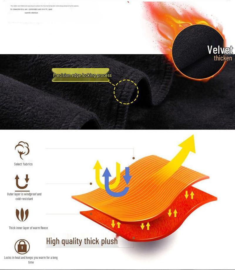 Men's Fleece-Lined Straight-Leg Dress Pants for Autumn & Winter - Casual, Loose, Thickened Style for Middle-Aged & Elderly.